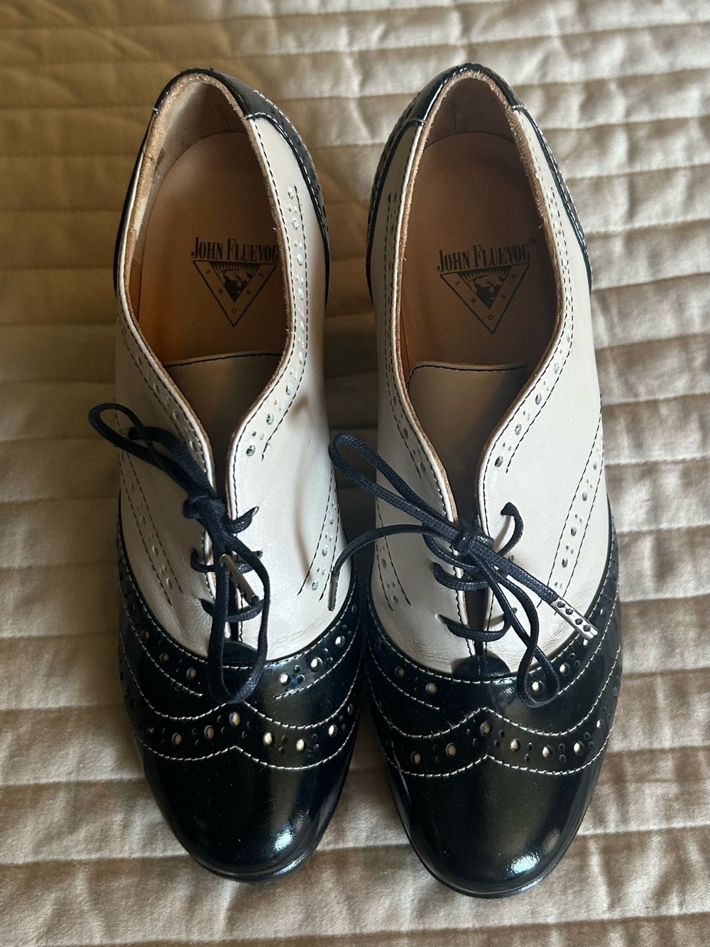 John Fluevog Vintage Black and White Spectator Wingtip Oxfords